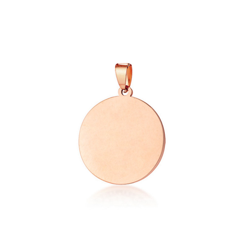 Stainless Steel 18k Gold Plated Sublimation Jewelry Blanks Round Pendant For Laser Engraving 