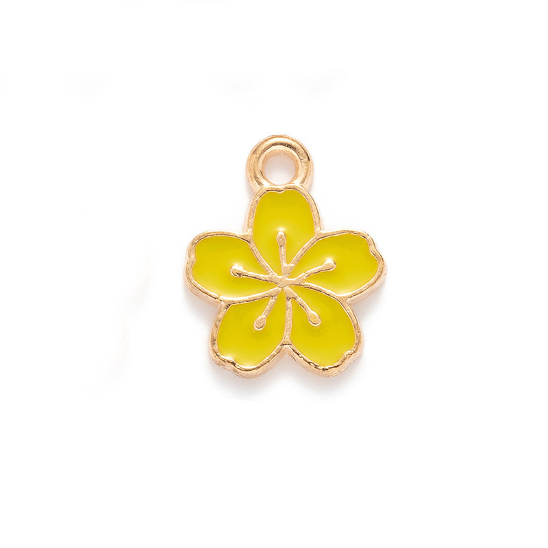 Enamel Cherry Blossoms Flower Charms Pendant For Jewelry Making Necklace Bracelet Earring Diy Jewelry Accessories Charms 