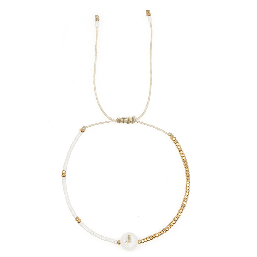 18k Gold Plated Nature Shell Letter Fashion Women Bead Jewelry String Bracelet 