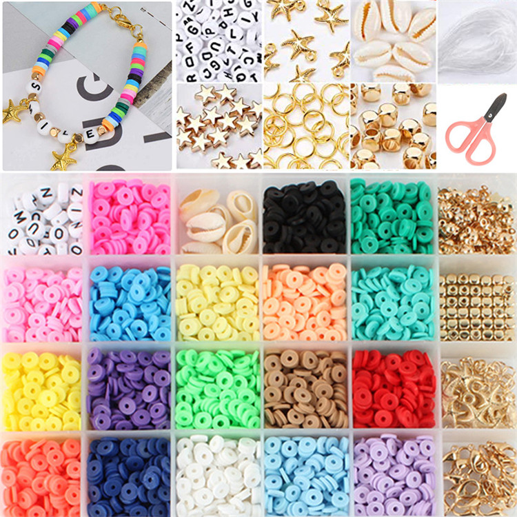 Flat Round Polymer Clay Spacer Beads For Jewelry Making Bracelets Necklace Earring Diy Clay Beads Heishi Beads Craft Kit 