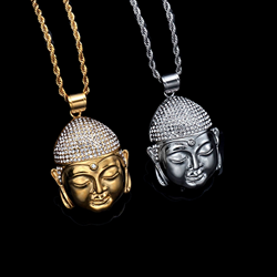 Wholesale Fashion Stainless Steel Pendant Jewelry Crystal Rhinestone Necklace Devil's Eye Pendant Hiphop For Men 