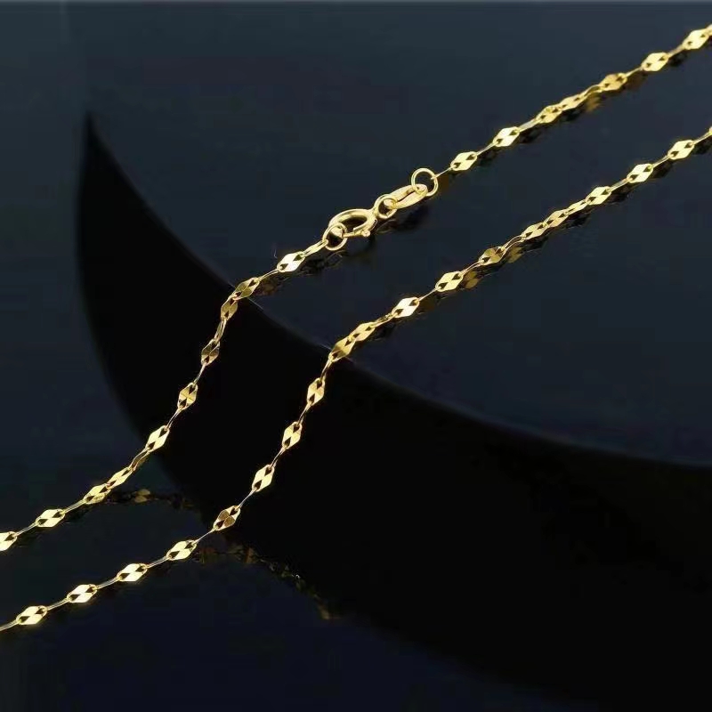 Au750 18k Gold Jewelry Chain Factory Solid Yellow Gold Lip Chain Customized Fine Jewelry Wholesale 