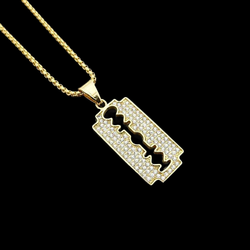 Wholesale Fashion Stainless Steel Pendant Jewelry Crystal Rhinestone Necklace Devil's Eye Pendant Hiphop For Men 