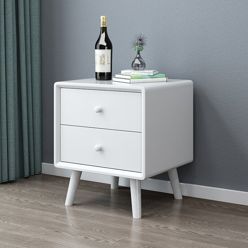 Nordic Solid Wood Bedside Table Simple Modern Complete Simple Bedroom Storage Cabinet Japanese Log Bedside Bucket Cabinet