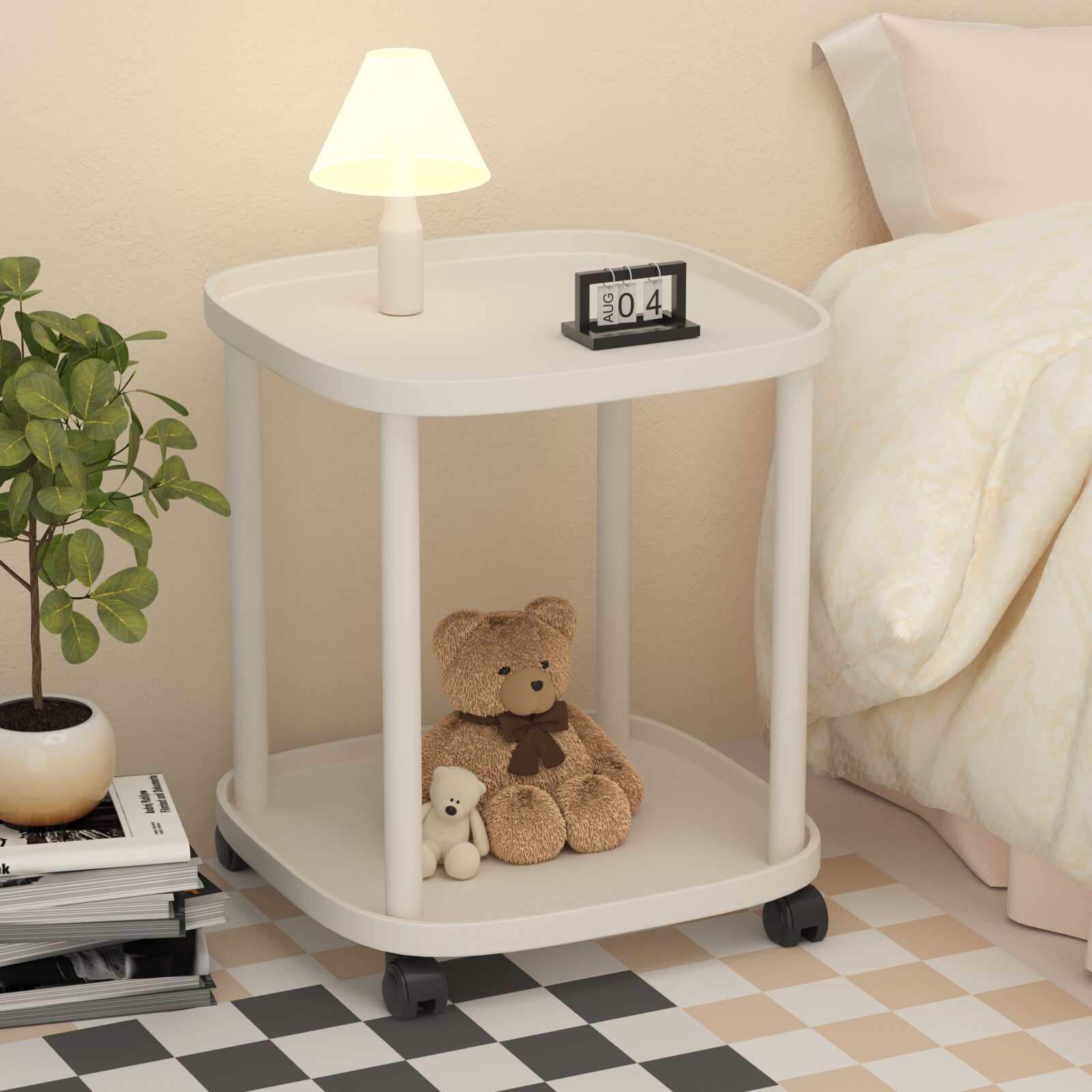 Movable Bedside Table Shelf Living Room Bedroom Modern Minimalist Bedside Table Small Coffee Table Bedside Table Substitute