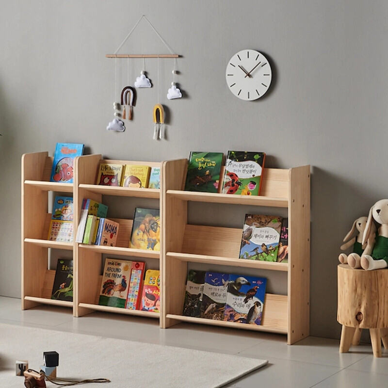 Children's Bookcase Picture Book Stand Reading Floor Home Ins Simple Baby Book Storage Rack All Solid Wood Small Bookshelf