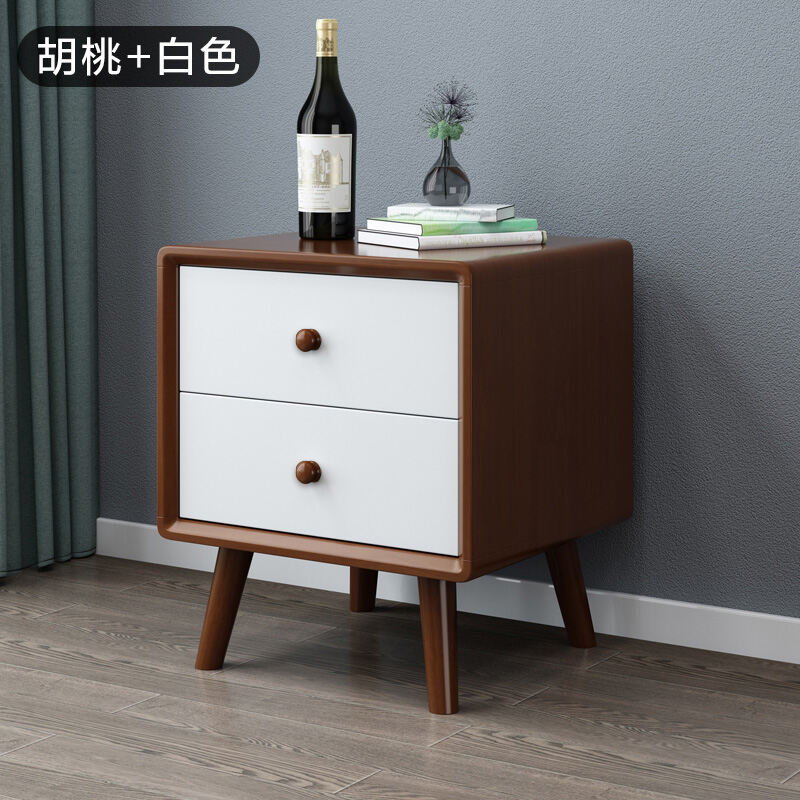 Nordic Solid Wood Bedside Table Simple Modern Complete Simple Bedroom Storage Cabinet Japanese Log Bedside Bucket Cabinet