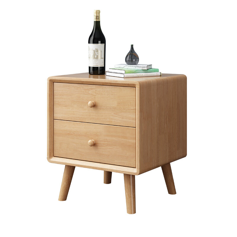 Nordic Solid Wood Bedside Table Simple Modern Complete Simple Bedroom Storage Cabinet Japanese Log Bedside Bucket Cabinet
