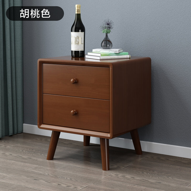 Nordic Solid Wood Bedside Table Simple Modern Complete Simple Bedroom Storage Cabinet Japanese Log Bedside Bucket Cabinet