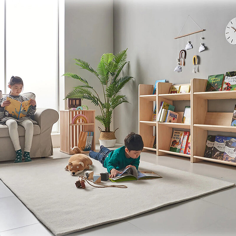 Children's Bookcase Picture Book Stand Reading Floor Home Ins Simple Baby Book Storage Rack All Solid Wood Small Bookshelf