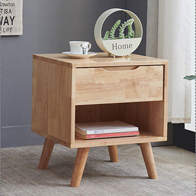 Nordic Solid Wood Bedside Table Simple Modern Complete Simple Bedroom Storage Cabinet Japanese Log Bedside Bucket Cabinet