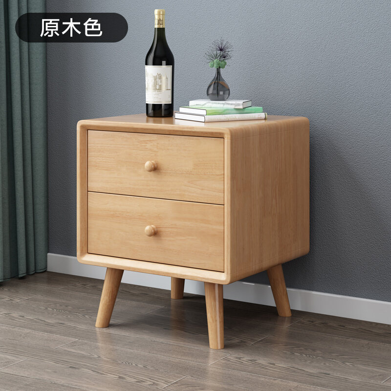 Nordic Solid Wood Bedside Table Simple Modern Complete Simple Bedroom Storage Cabinet Japanese Log Bedside Bucket Cabinet