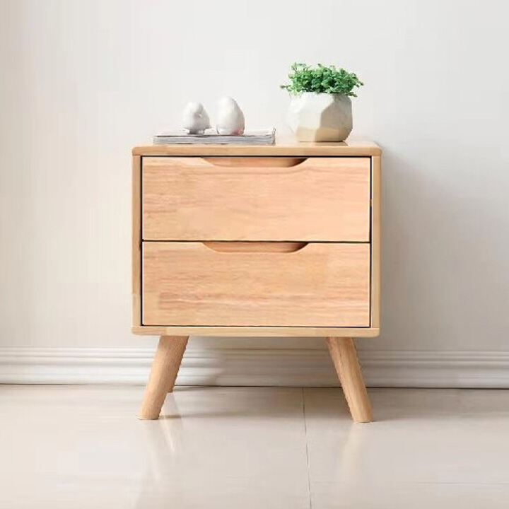 Nordic Solid Wood Bedside Table Simple Modern Complete Simple Bedroom Storage Cabinet Japanese Log Bedside Bucket Cabinet