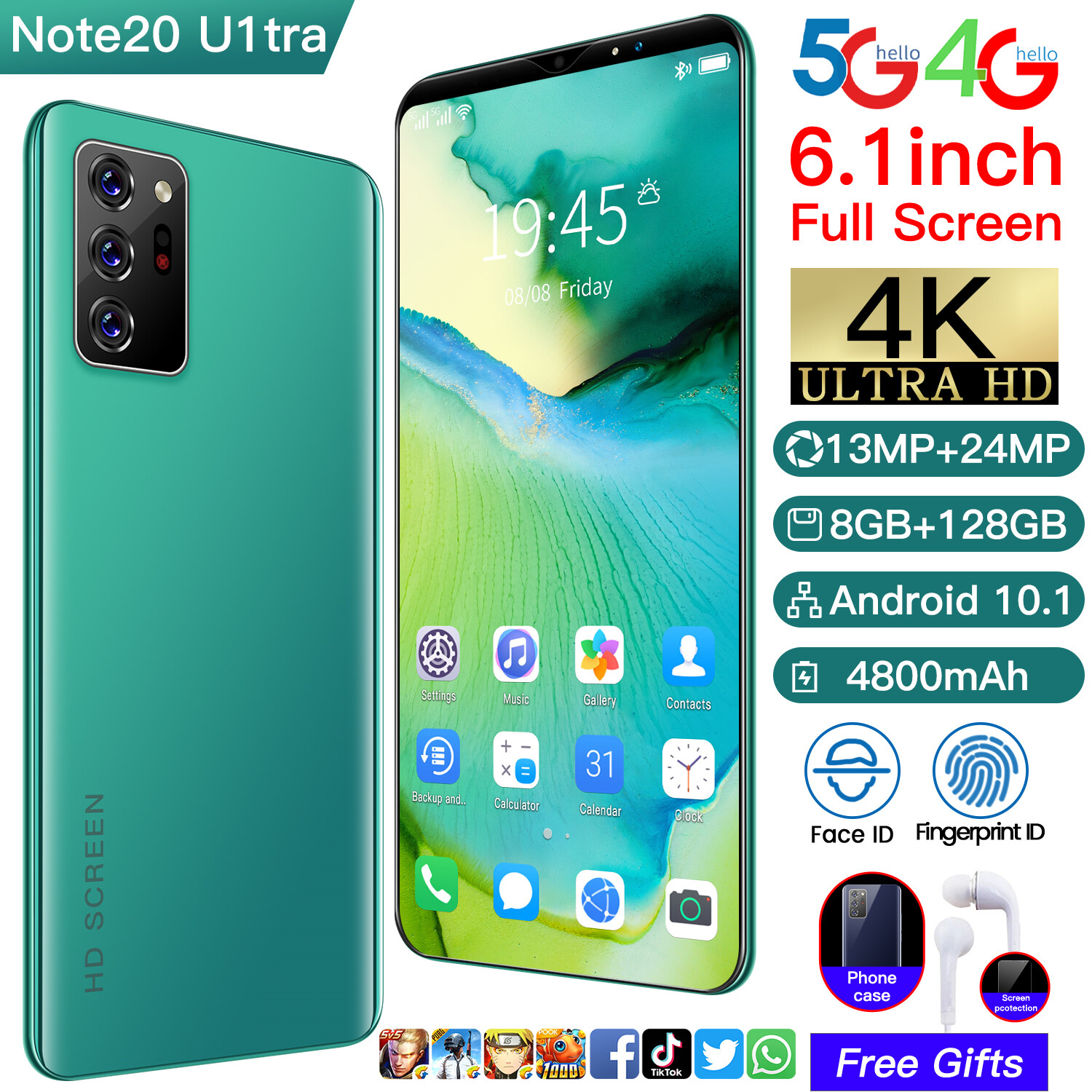 【Free gift】Note 20 ultra 5G Smartphone 6.1 inch 4k HD screen cellphone RAM 8G ROM 128G cheapest Android mobile phone   Same style from Samsung note 20 ultra cellphone 4G LTE promo handphone