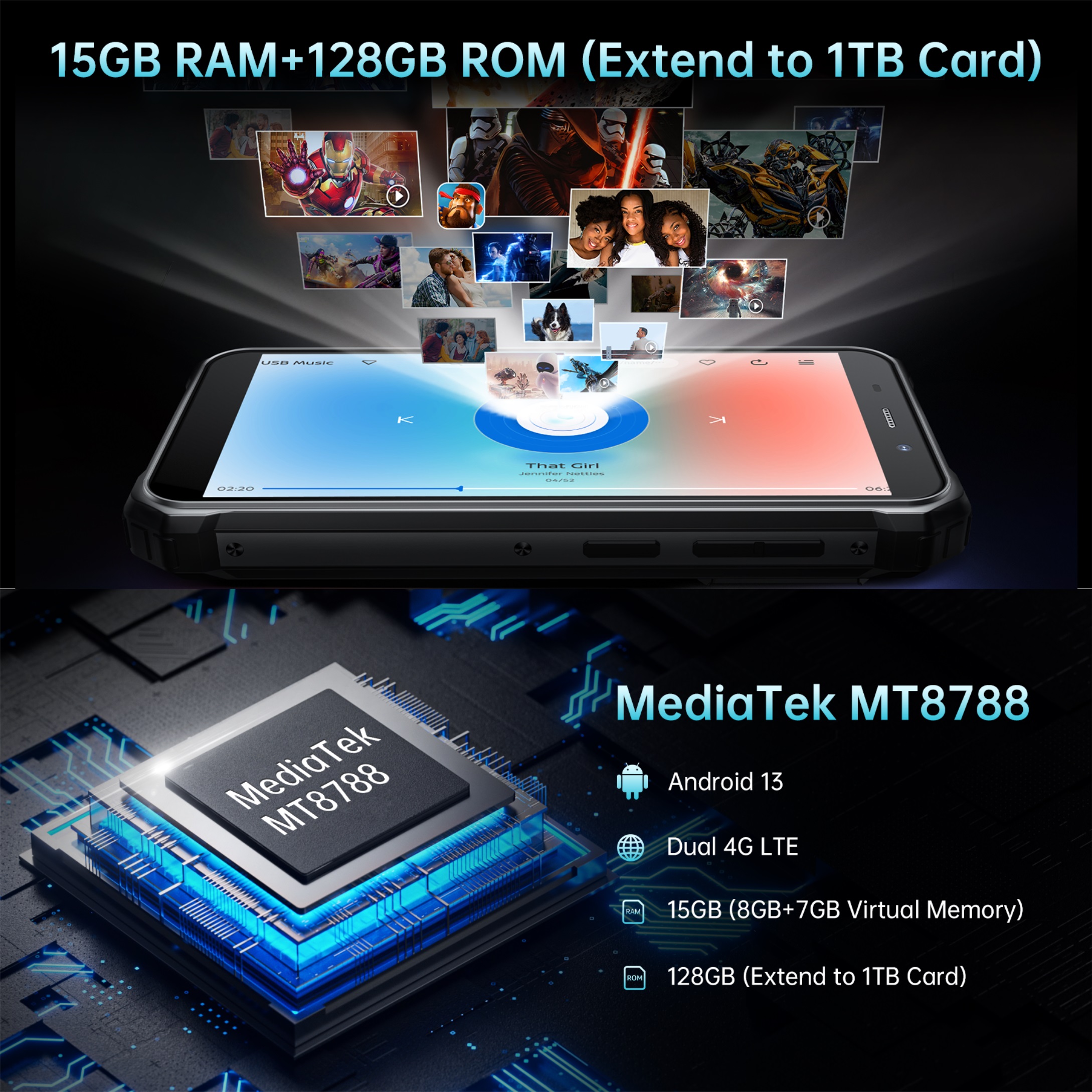 OUKITEL Fossibot F101 Pro Smartphone 10600mAh 15GB+128GB IP68 Waterproof Rugged 24MP Camera NFC Global Version Cellphone