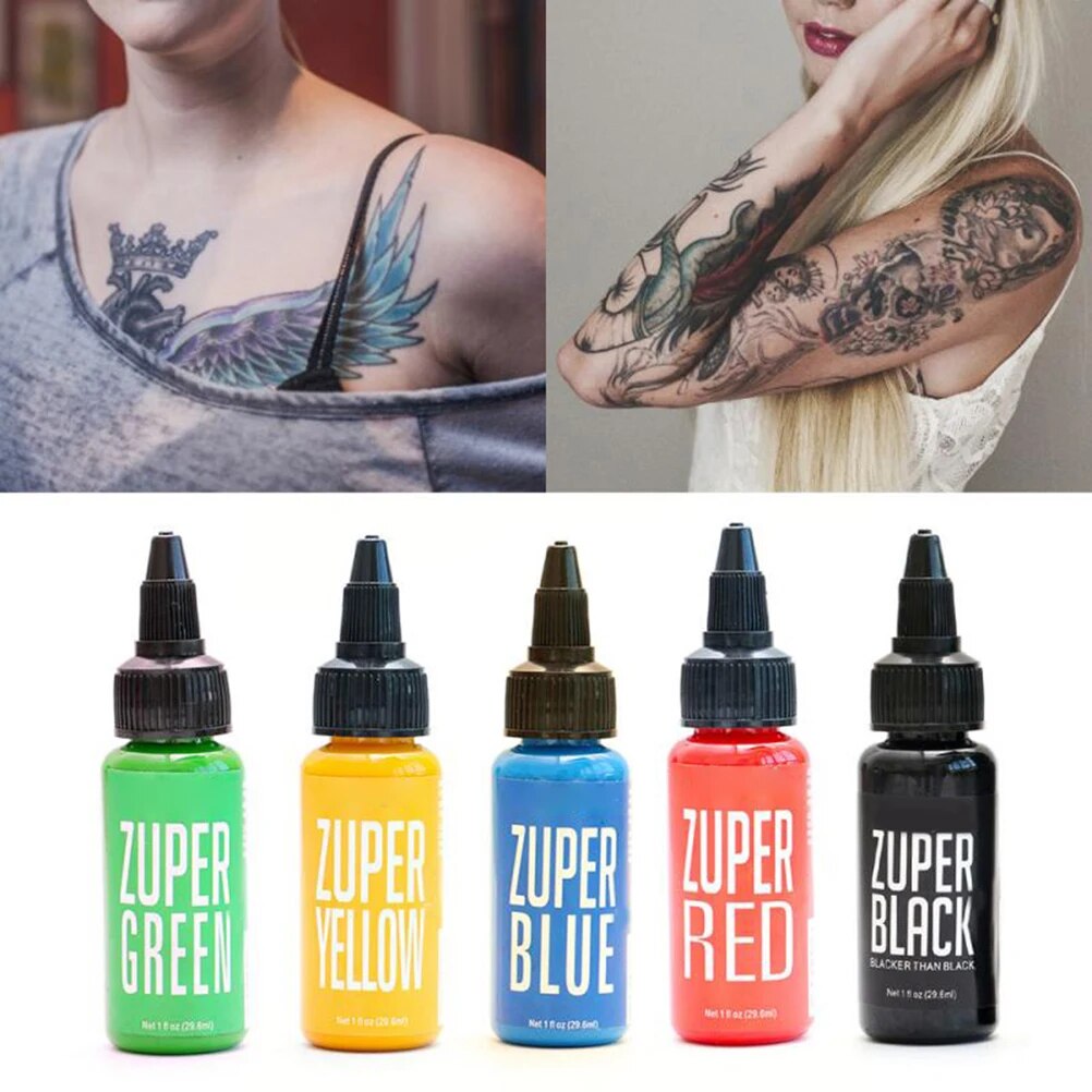 5colors Tattoo Pigment Inks 30ml/bottle Safe Permanent Tattoo Paints Supplies For Body Beauty Tattoo Art For Professional Use E