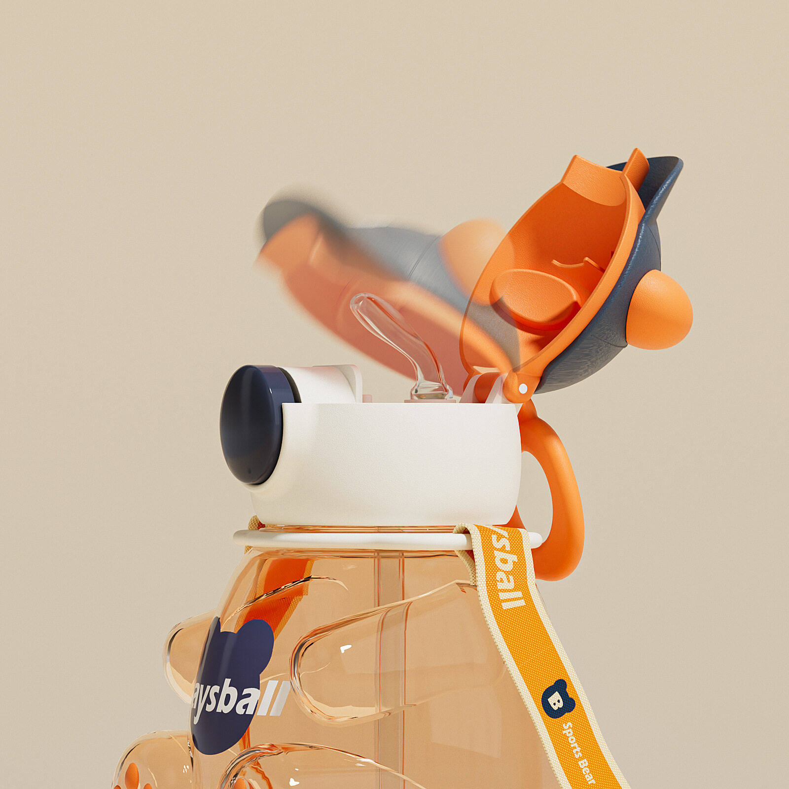 Ready stock Children's Plastic Tritan Sports WaterBottle With Straw Portable Leakproof Cute Cartoon Student Straps Water Cup BPA Free Bottle HGZ034