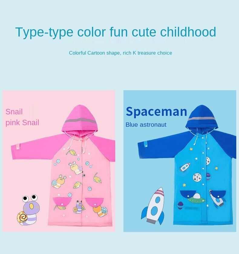 Kocotree New children's raincoats for boys and girls plus raincoats with schoolbags full body waterproof KQ16142