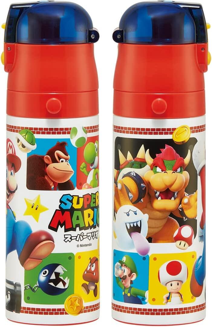 [JP] Skater Water Bottle 430ml Super Mario 23 Children's Straight Drinking Cup 2WAY with Cup Stainless Steel SKDC4-A[Direct Shipping from Japan 100%Authentic]