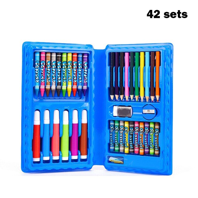 Non Toxics Kid Draw Set Colored Pencil Crayon Watercolors Pens Crayons Pastels Paper Clips Pencil Drawing Board Set Toy Painting Art Marker School Supplies Children Gifts