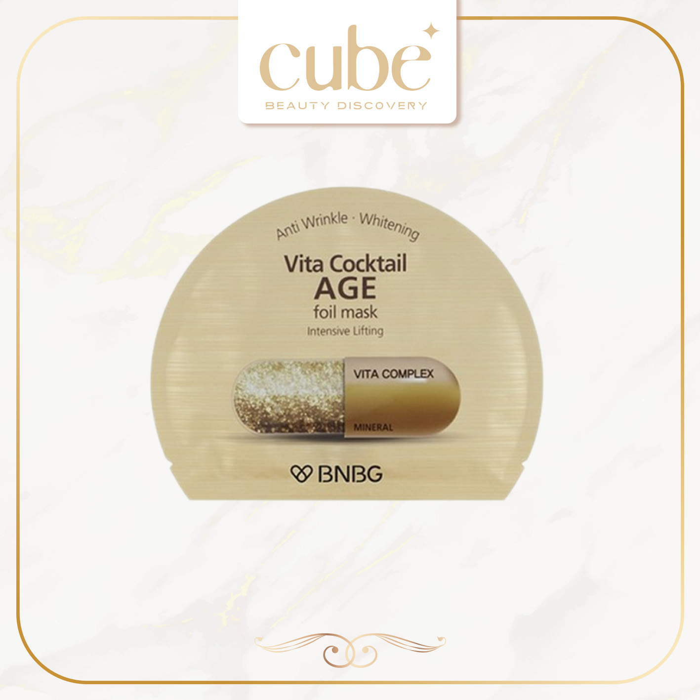 [CUBE BEAUTY]BNBG VITA COCKTAIL AGE FOIL MASK (GOLD) 10PCS