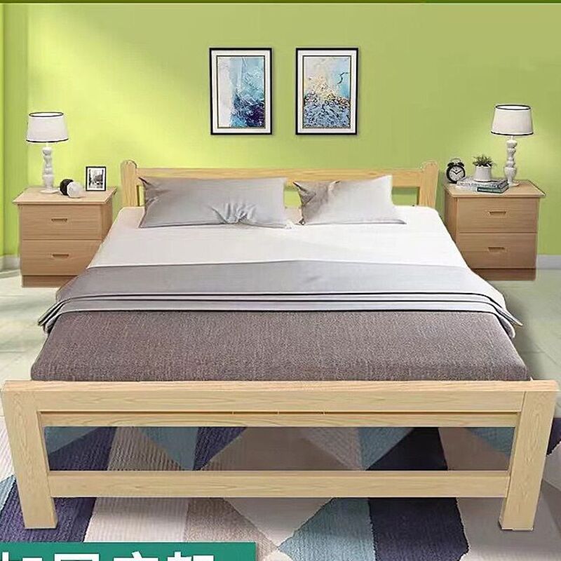 Foldable Bed Frame Solid Wood Bed single person Bed double person Bed, folding bed thickened and reinforced without installation