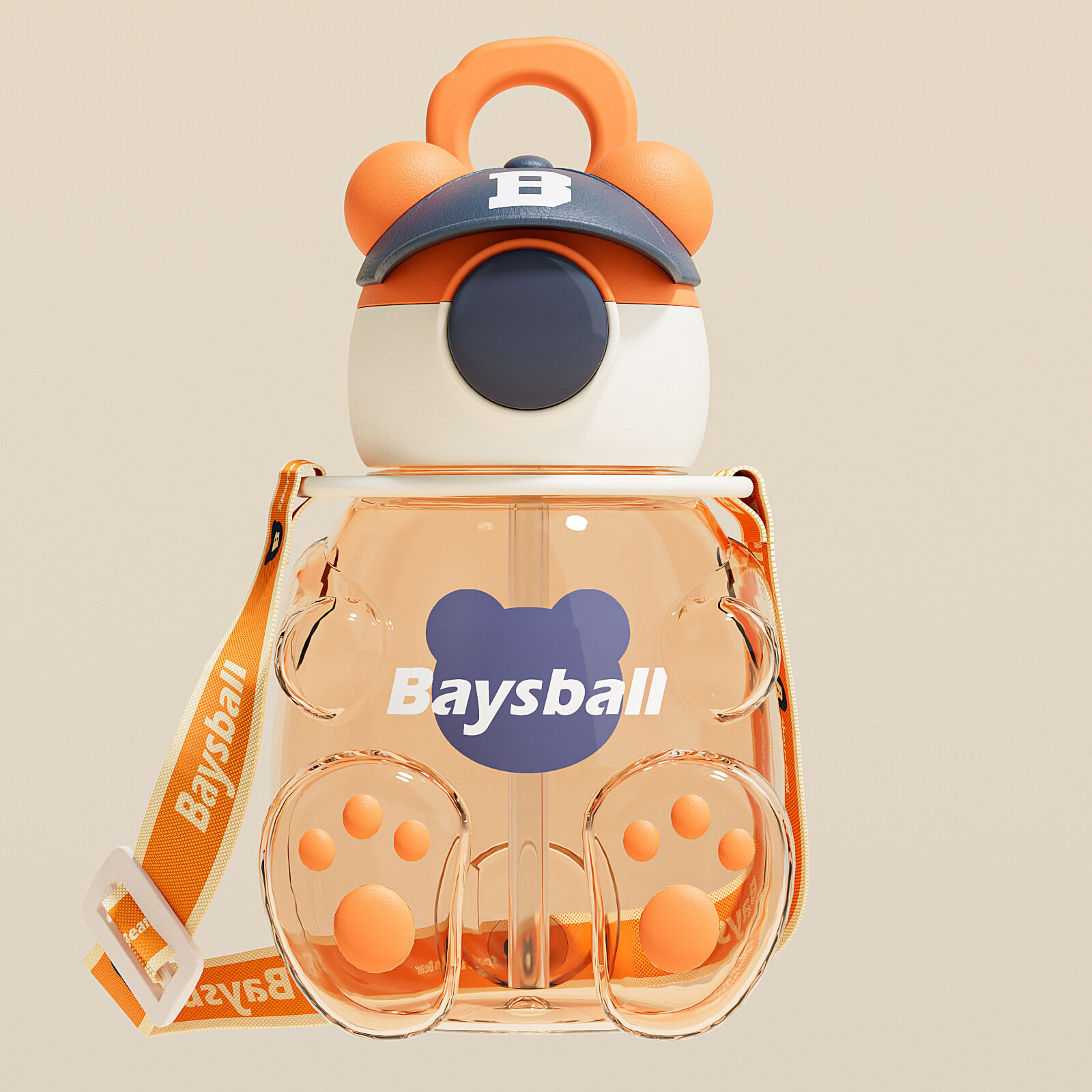 Ready stock Children's Plastic Tritan Sports WaterBottle With Straw Portable Leakproof Cute Cartoon Student Straps Water Cup BPA Free Bottle HGZ034