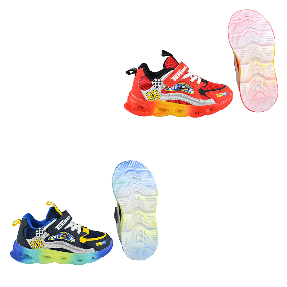 TOPUONE 16.5-21.5cm Children's Shoes Cool Racing Lightweight Decompression Light Casual Sports Shoes-Red.blue