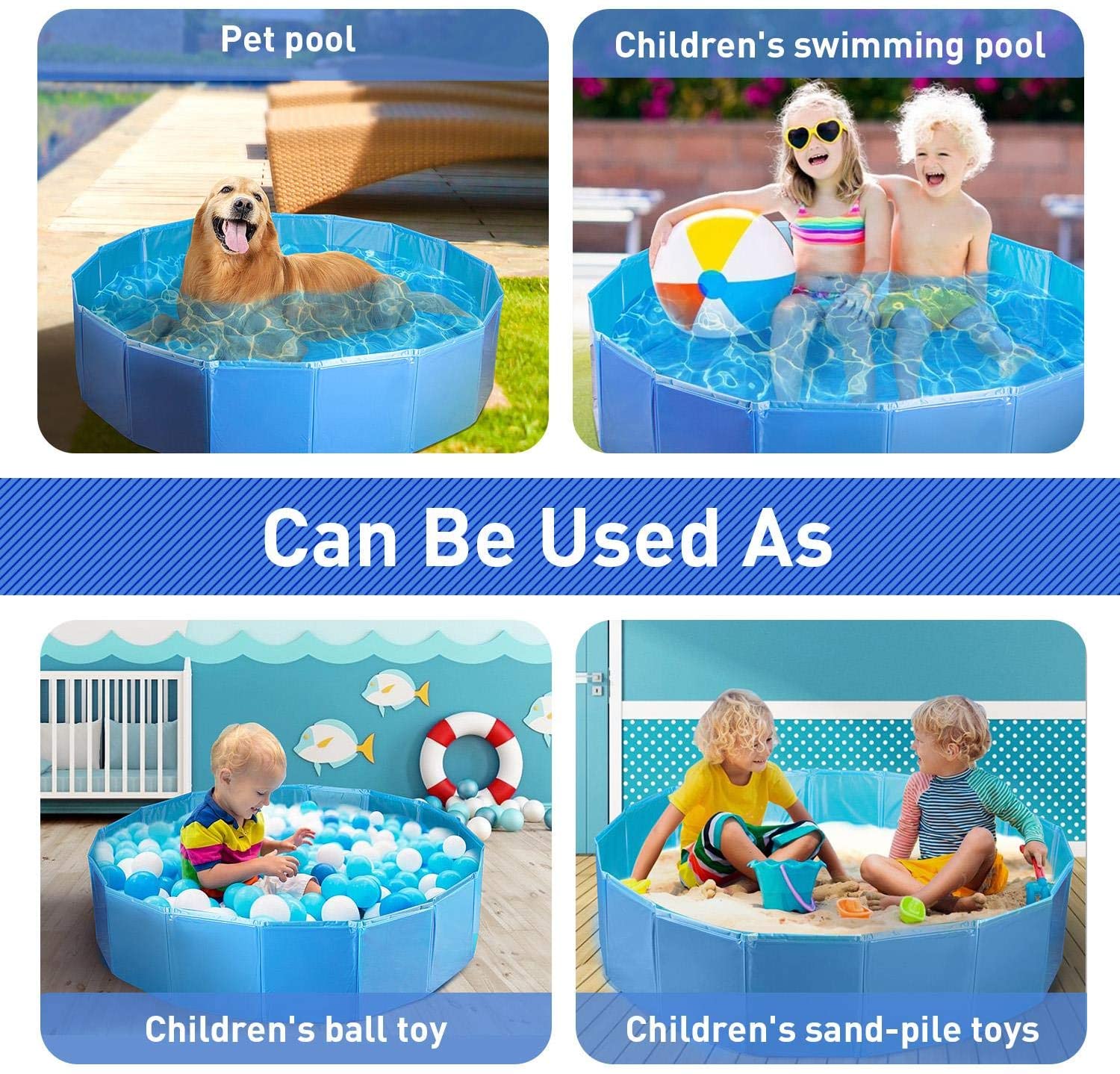 *SG seller* Kids Pet Foldable Swimming Pool Dogs Cats Bathing Tub Portable Bathtub Collapsible Water Pond Pool & Kiddie Pools for Kids Pet Spa Whelping Box Kiddies Pets to Swim and Bath in Outdoor