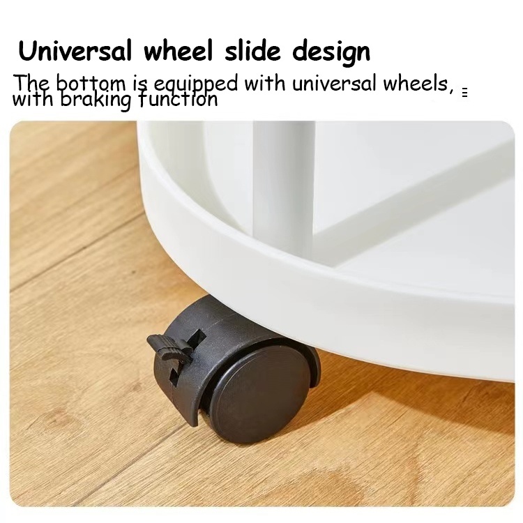 Movable double-layer living room side table 43 x 43 x 54cm storage rack beside table with wheels