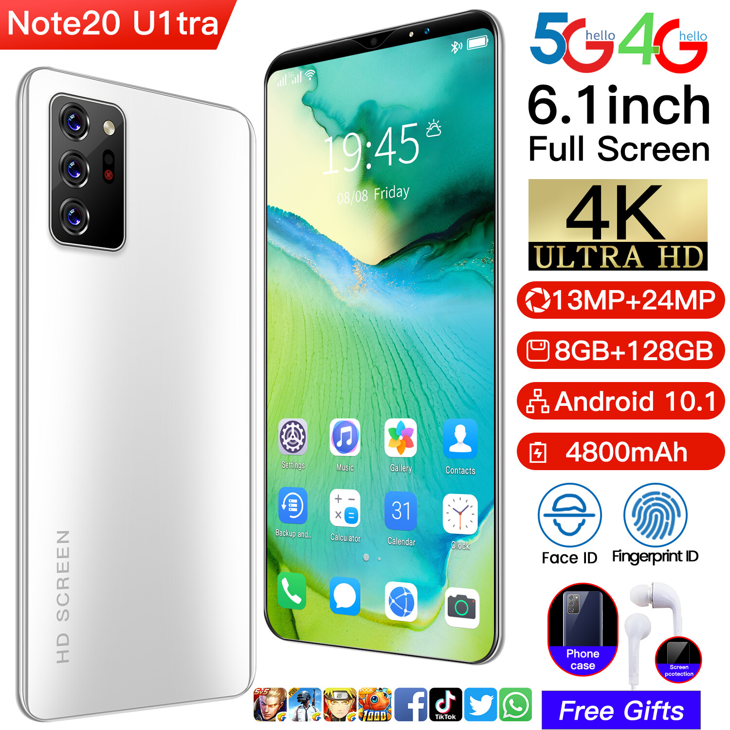 【Free gift】Note 20 ultra 5G Smartphone 6.1 inch 4k HD screen cellphone RAM 8G ROM 128G cheapest Android mobile phone   Same style from Samsung note 20 ultra cellphone 4G LTE promo handphone