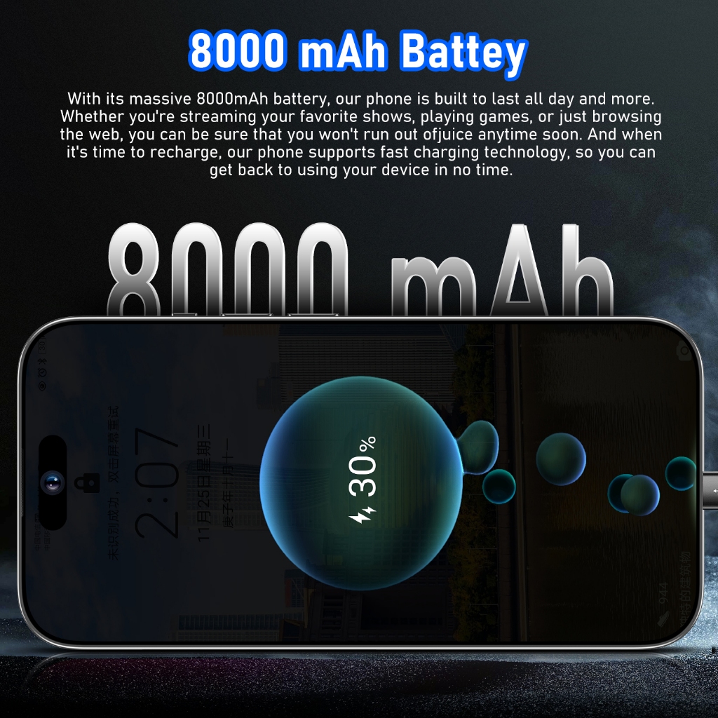 5G Smartphone A15 PRO MAX 7.3inch HD Full-Screen Memory 8+256GB Android 13.0 Battery 8000mAh