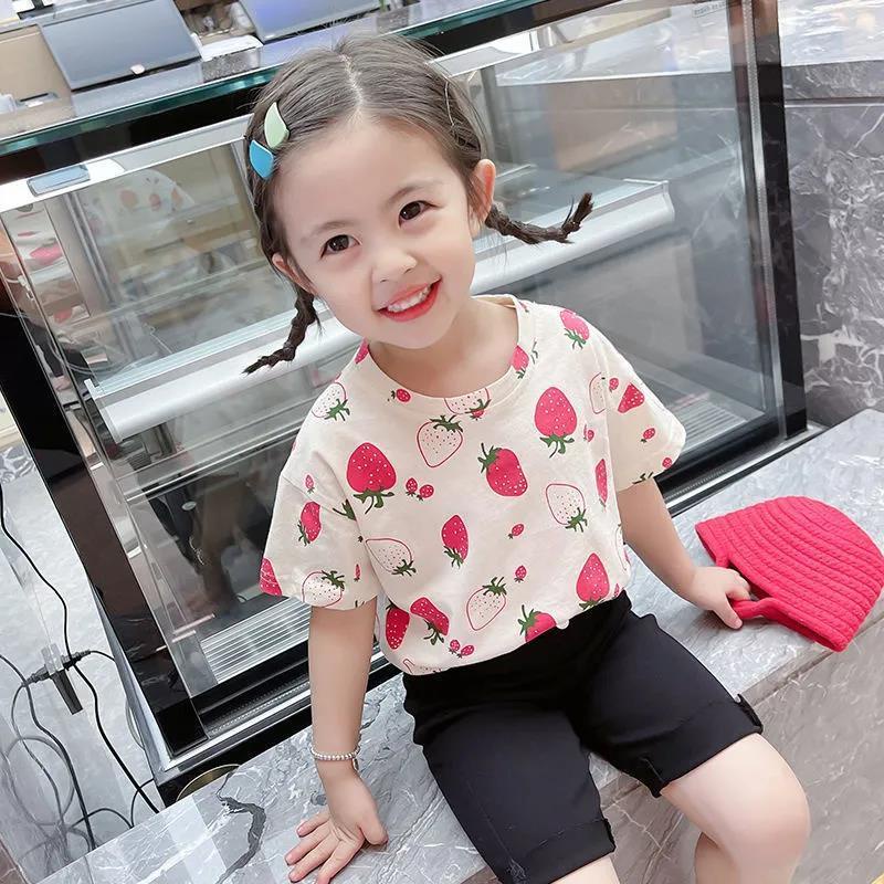 Limited Time Lower Brake Children Children's Clothing Boys Girls Pure Cotton Loose Short-Sleeved Tops Infant Cute Clothes Short T-Shirts Korean