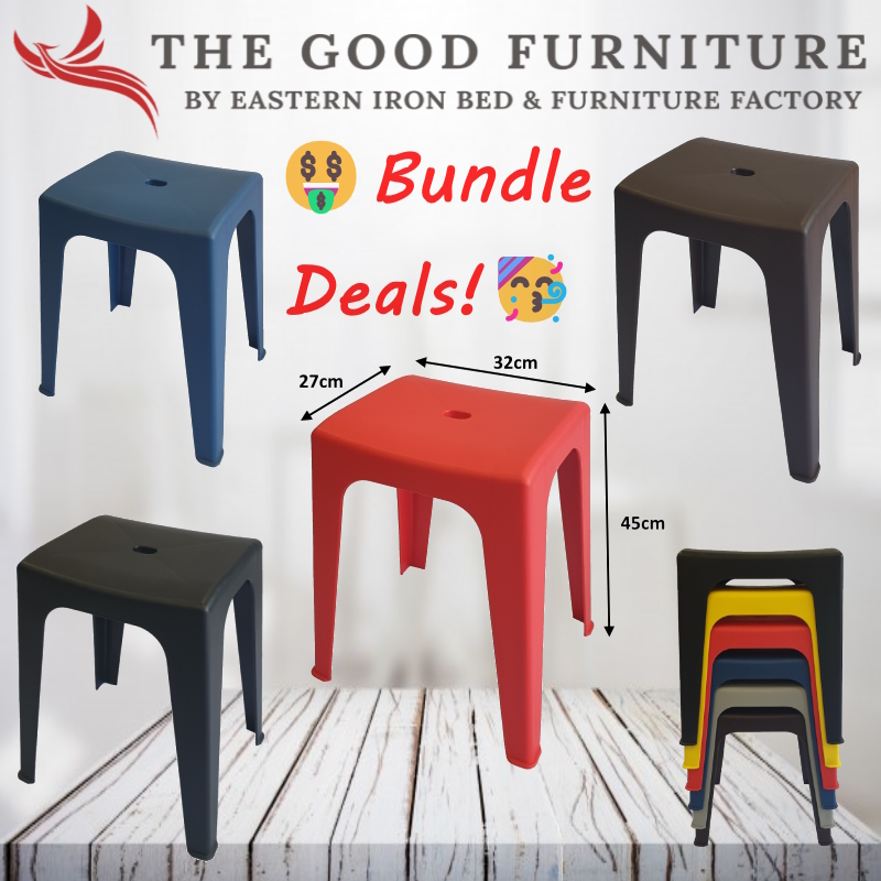 [TheGoodFurniture] Plastic stool Sturdy Stackable stools Durable Budget Colorful Strong chair Stackable 塑料椅头 ? Can Mixed Colors ?