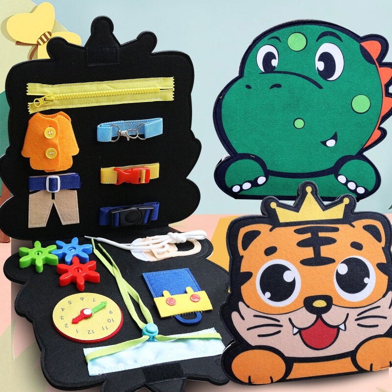 KiddoZone Montessori Educational Toys Baby Busy Board Kindergarten Baby Learn to Wear Clothes Practice Hand Eye Coordination Newborn Early Developmental Toy Gift for Boys and Girls