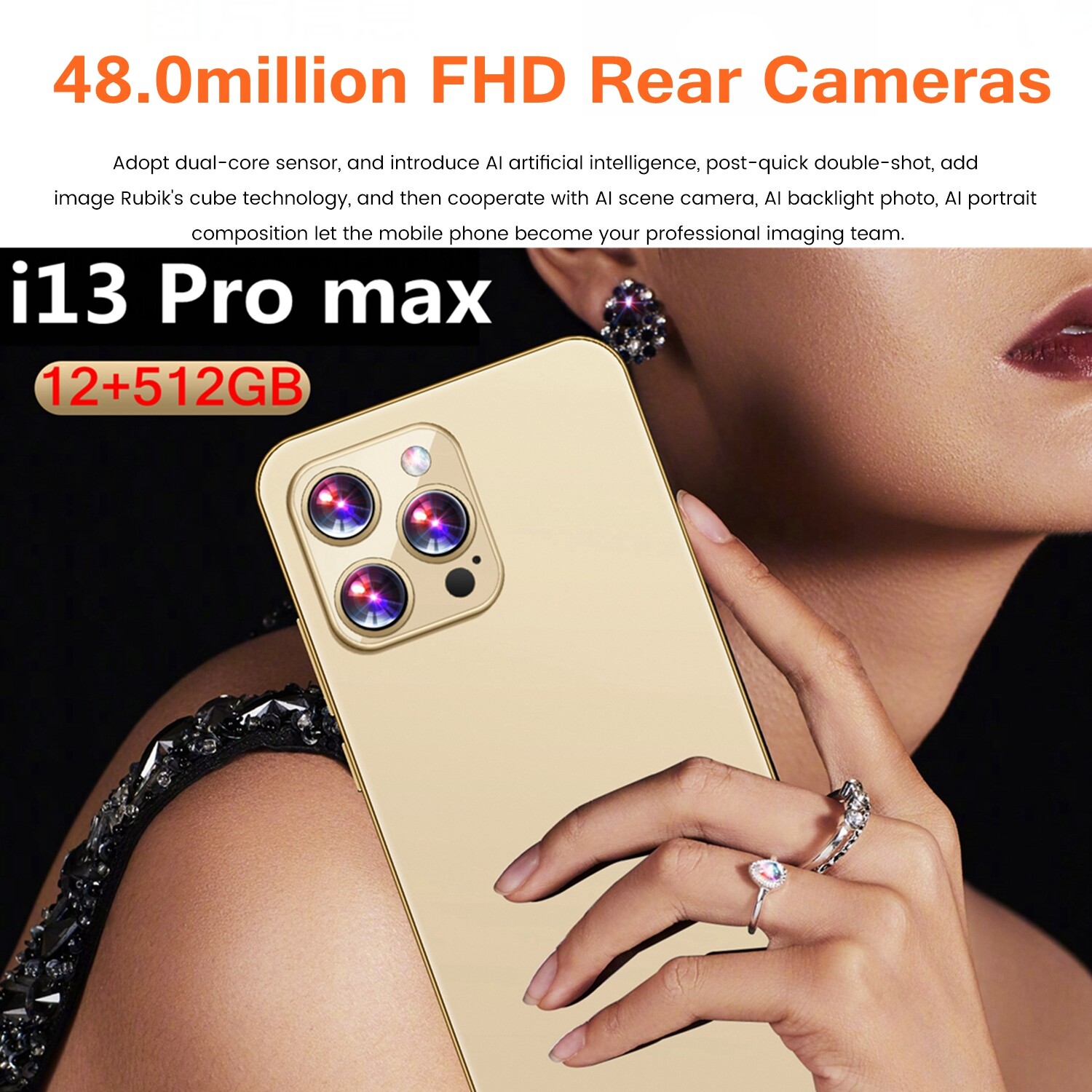 handphone Dual Sim card i13 pro max 5600mAh  Battery Smartphone 6.7inch Full HD Screen Cellphone Super CPU mobiles Fast Charge feature phones 12+512GB Memory Android phone