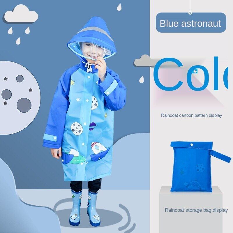 Kocotree New children's raincoats for boys and girls plus raincoats with schoolbags full body waterproof KQ16142