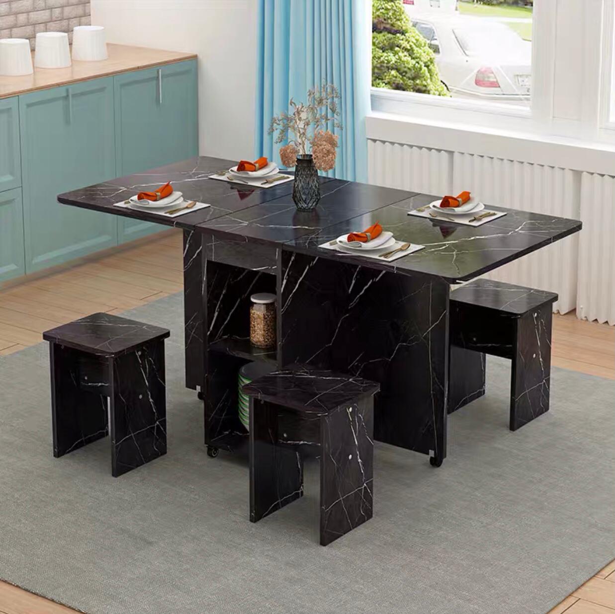 Folding Table Movable Wooden Rectangle Dining Table Living Room Restaurant Furniture Multifunction Home Foldable Desk