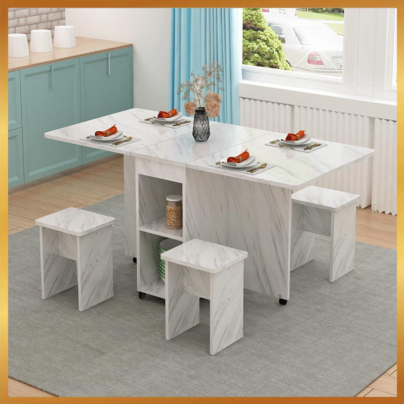 Folding Table Movable Wooden Rectangle Dining Table Living Room Restaurant Furniture Multifunction Home Foldable Desk