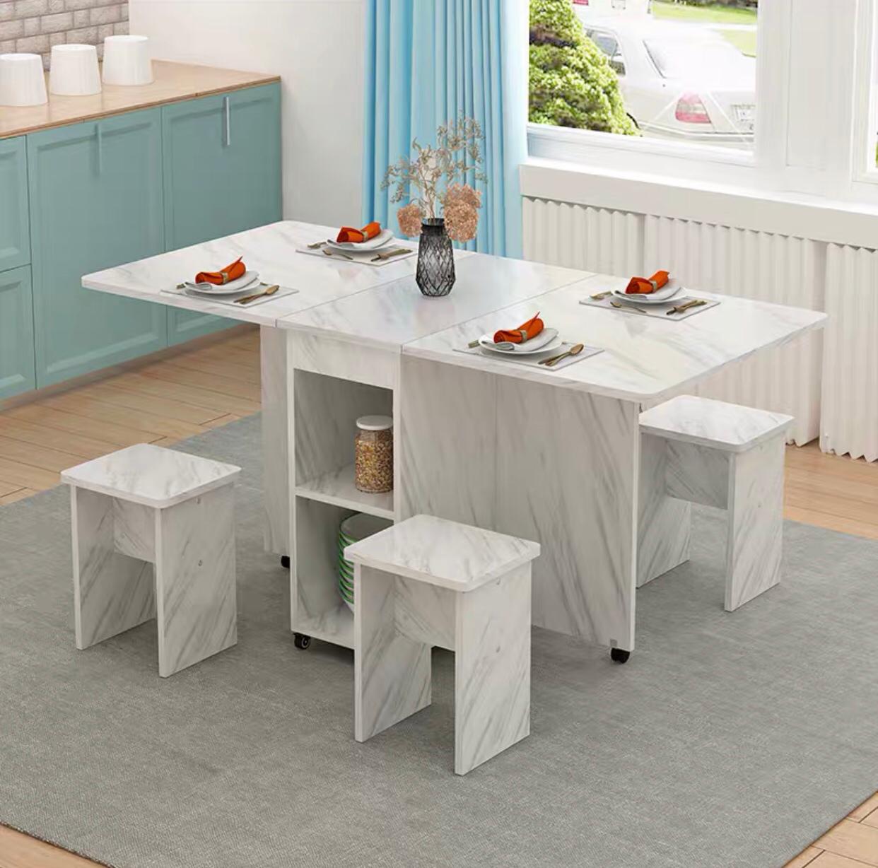 Folding Table Movable Wooden Rectangle Dining Table Living Room Restaurant Furniture Multifunction Home Foldable Desk