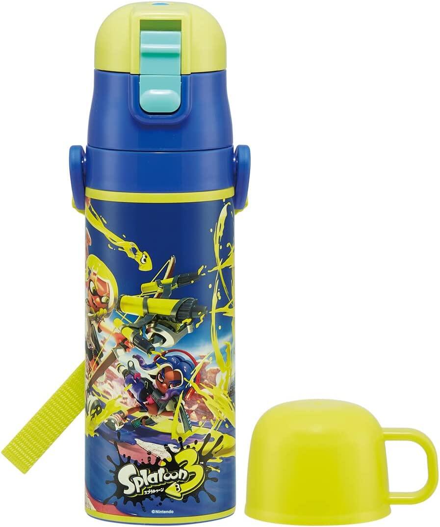 [JP] Skater Water Bottle 430ml Splatoon 3 Children's Straight Drinking Cup 2WAY with Cup Stainless Steel SKDC4-A[Direct Shipping from Japan 100%Authentic]
