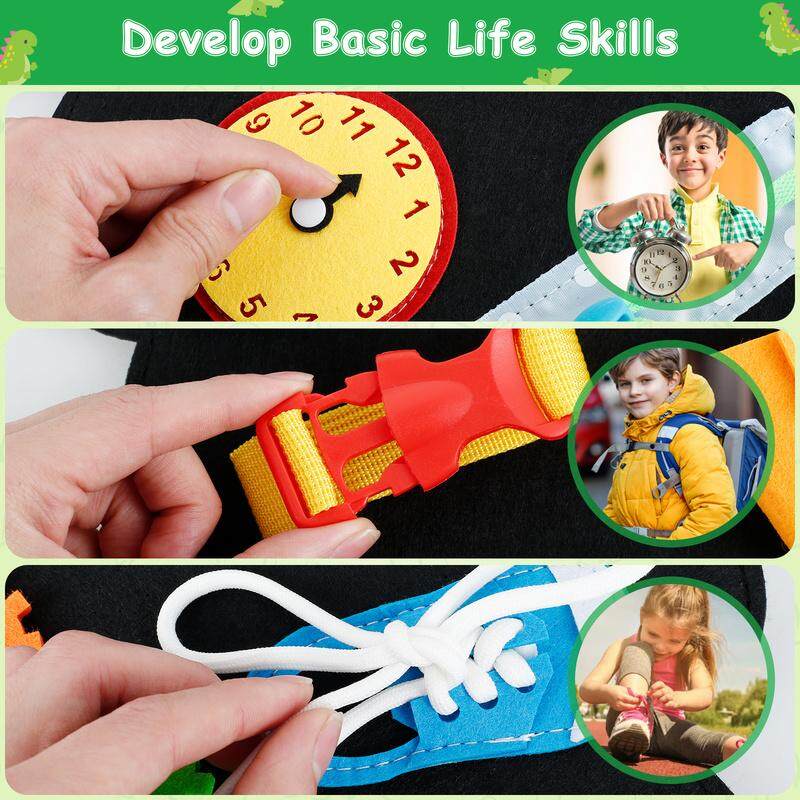 KiddoZone Montessori Educational Toys Baby Busy Board Kindergarten Baby Learn to Wear Clothes Practice Hand Eye Coordination Newborn Early Developmental Toy Gift for Boys and Girls