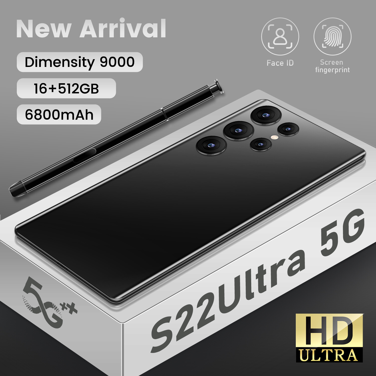 【original ready】Original phone S22 Ultra 5G S22Ultra 5G 6.7 Inch hp 16G RAM 512G ROM 32MP 64MP 6800mah cheap cellphone washing warehouse Android 12.0 AI powered Face Recognition Unlocked Mobile Phones