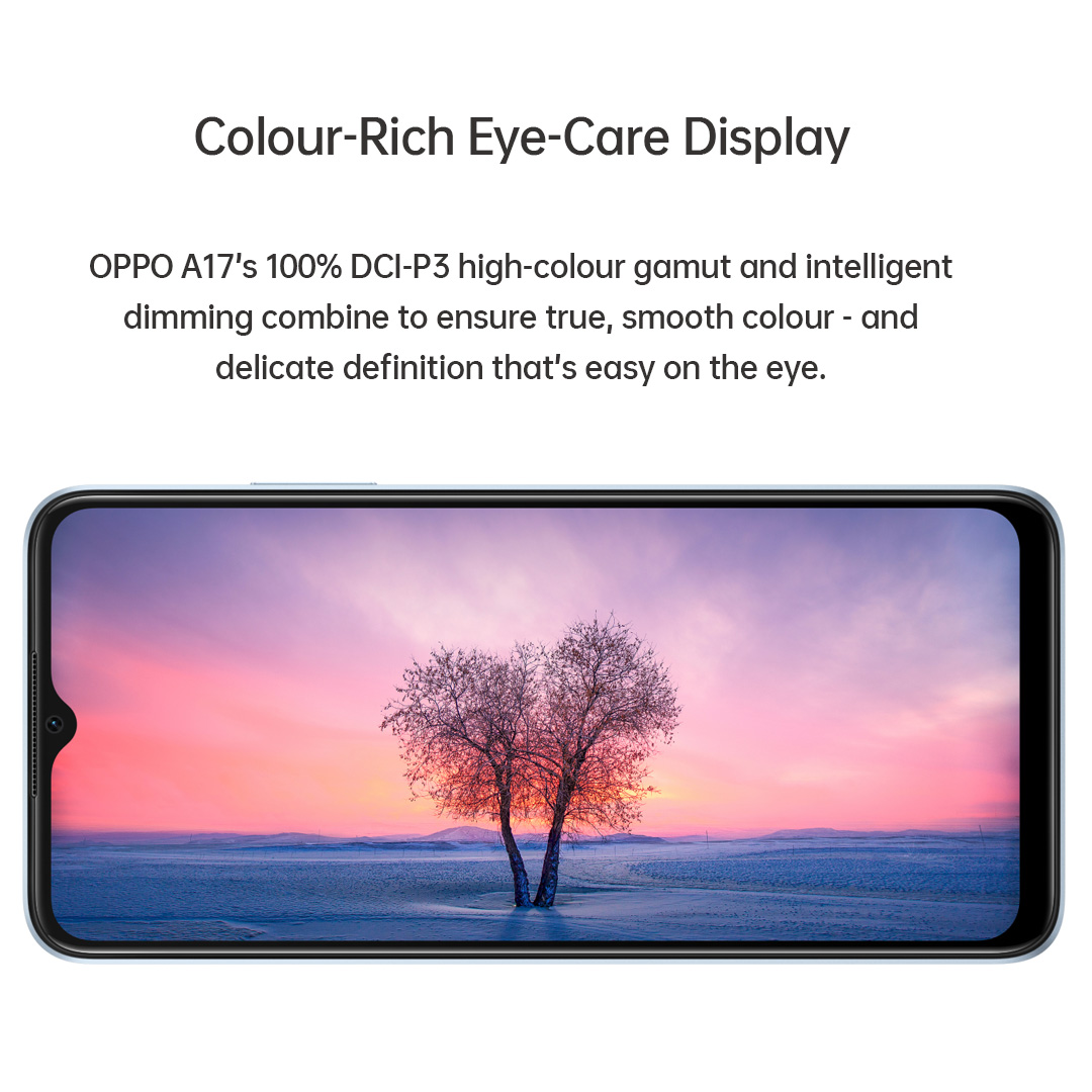 OPPO A17 / Premium-Leather Feel Design / 50MP AI Camera / 5000mAh Long-Lasting Battery / Up to 4GB Extended RAM