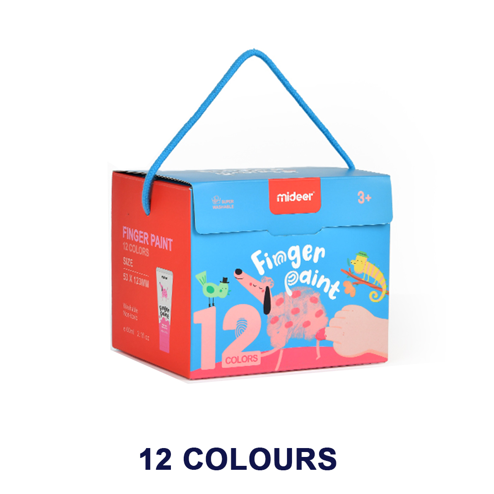 MiDeer Kids Washable 6 / 8 / 12 Colours Finger Paint Kids Painting Supply Canvas / Combo with Apron, Palette and Papers