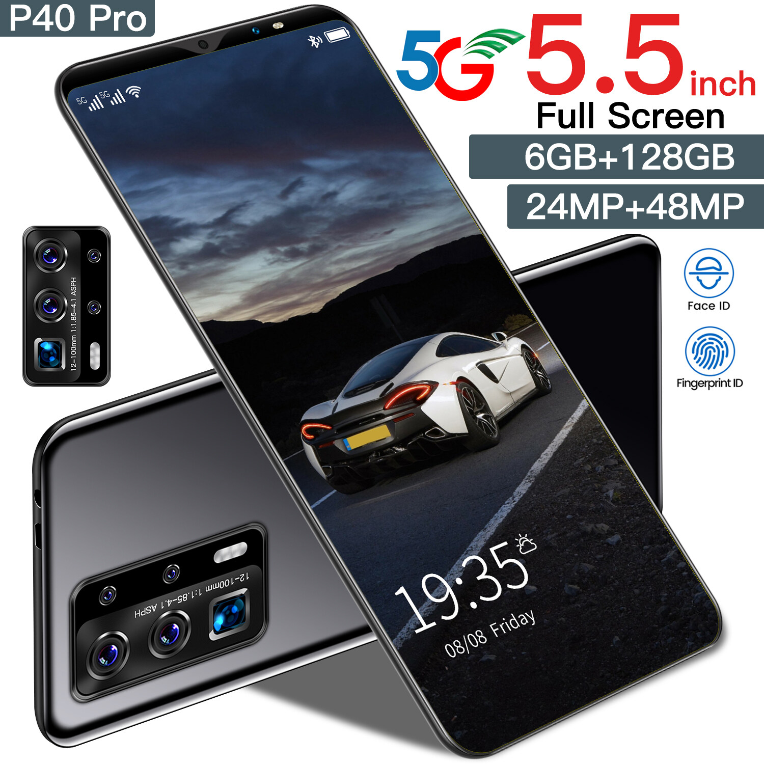 P40 Pro Handphone Original Murah Gila Smartphone 6GB RAM 128GB ROM 4G Phone 5.5-inch High-Definition Screen 4800mAh Large Battery And Strong Performance, facial recognition,  Free shipping