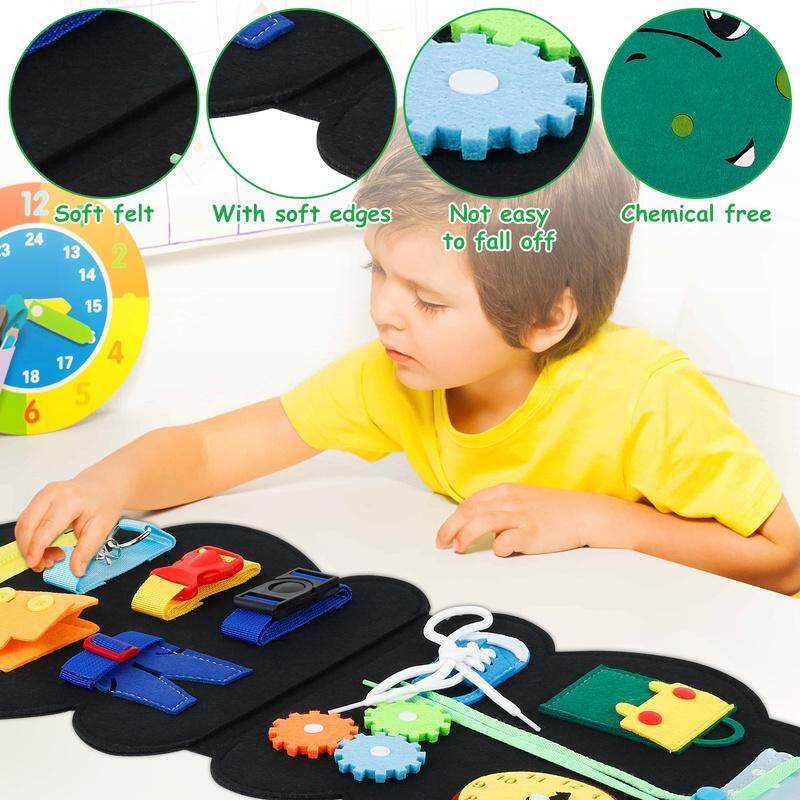 KiddoZone Montessori Educational Toys Baby Busy Board Kindergarten Baby Learn to Wear Clothes Practice Hand Eye Coordination Newborn Early Developmental Toy Gift for Boys and Girls