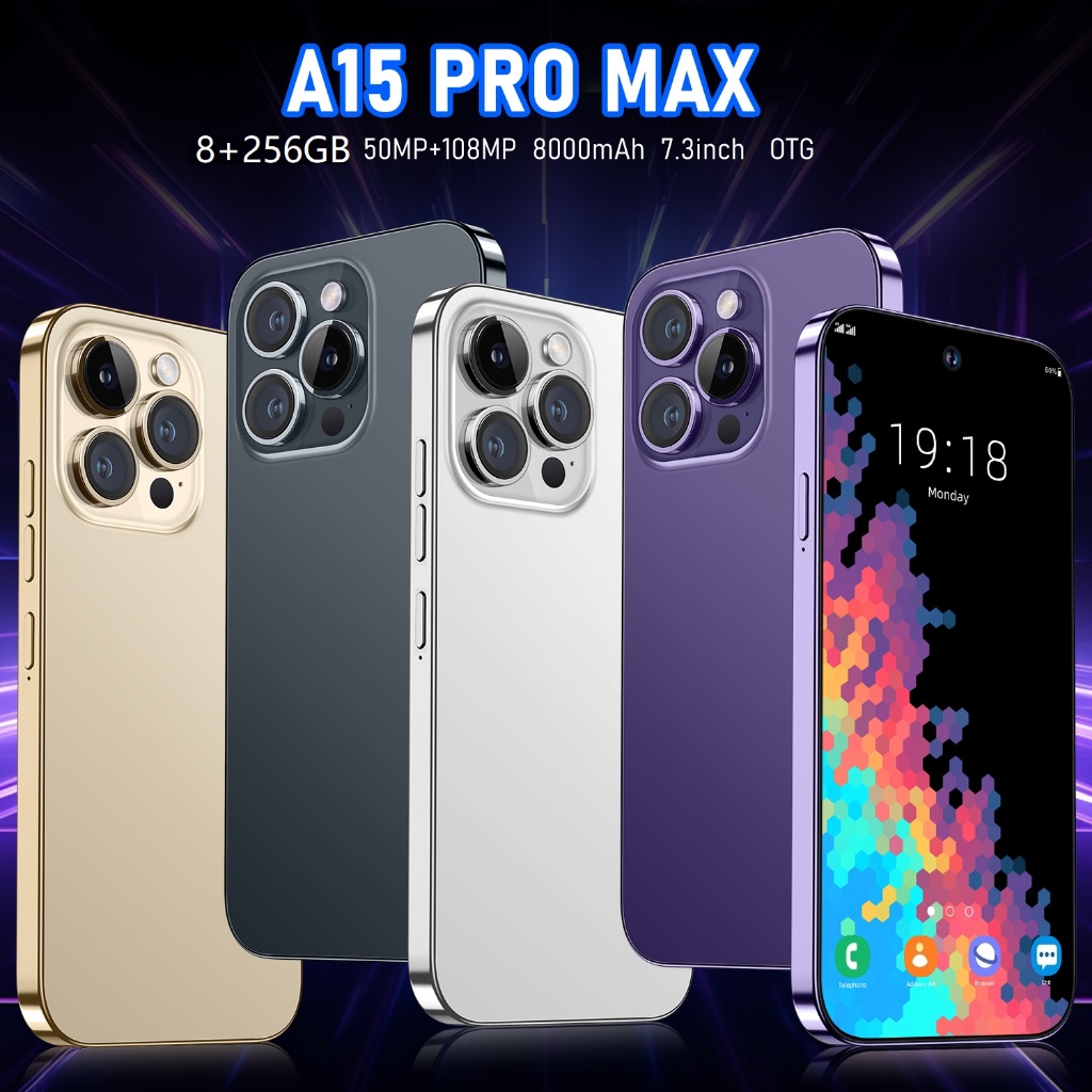 5G Smartphone A15 PRO MAX 7.3inch HD Full-Screen Memory 8+256GB Android 13.0 Battery 8000mAh