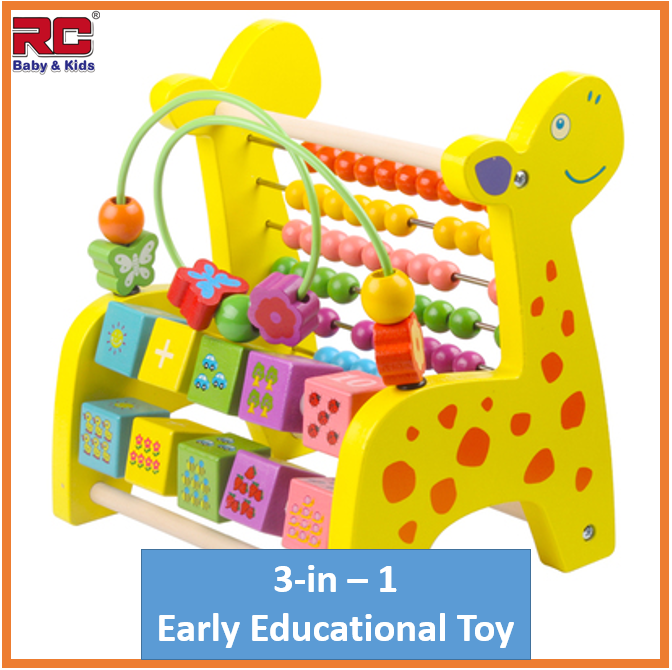 RC-BabyKids Colourful Educational Wooden Deer Calculate Beads with Ring Around Beads / Early Melodies Rainbow Xylophone Child Learning Activity Toys Set