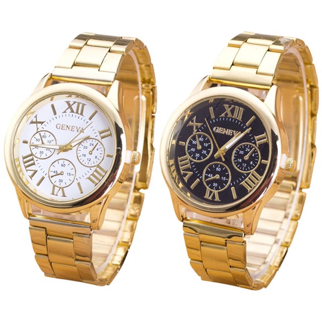 Geneva stainless fashion jewelry watch for men’s women’s gold silver rose gold